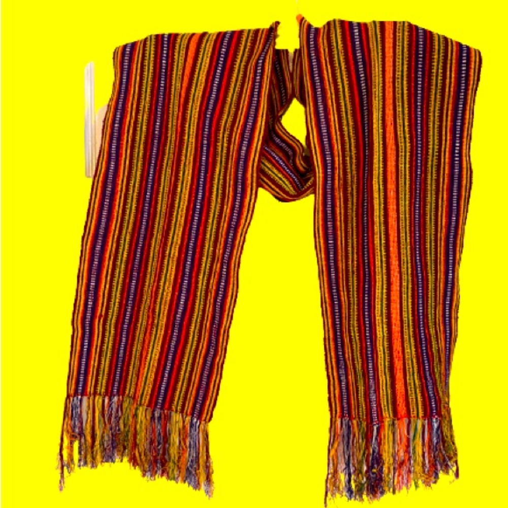 HAND WOVEN textile belt or scarf. Cotton bright bold colors